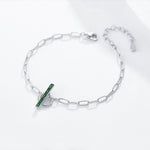S925 Sterling Silver Geometric Ring Style Emerald Zircon Bracelet