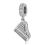 S925 Sterling Silver Piano Shaped Zircon Inlaid Pendant