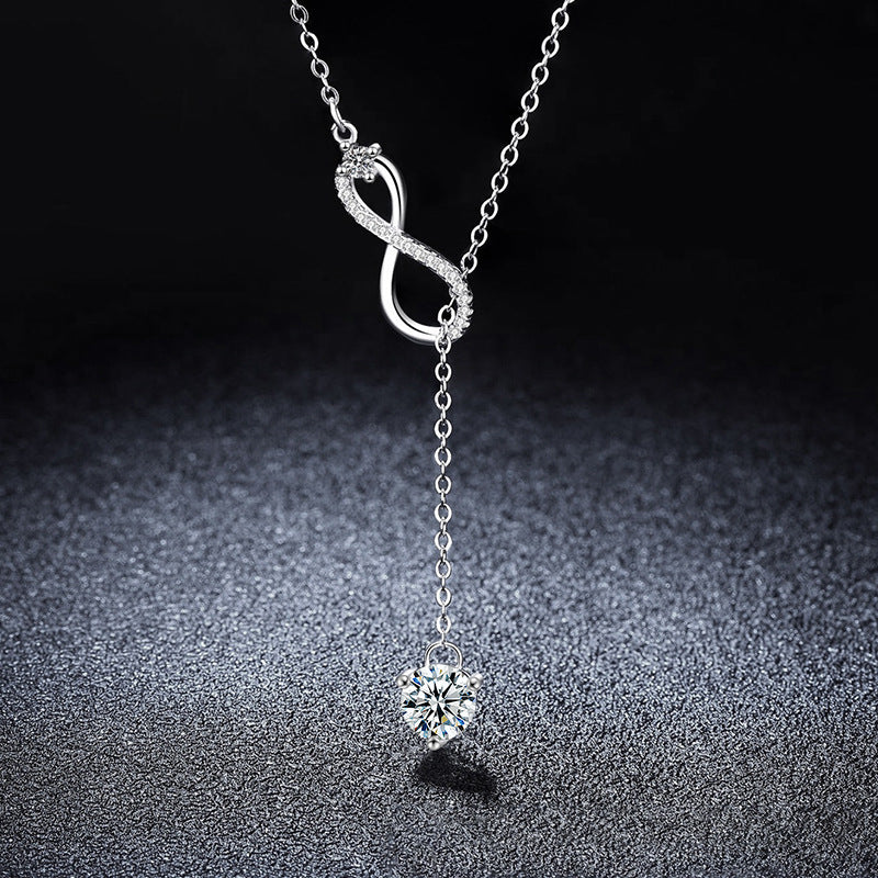 S925 Sterling Silver Moissanite Unlimited Symbol Tassel Necklace