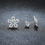 S925 Sterling Silver Sunflower Earrings with Openwork Pearls and Moissanite