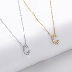S925 Sterling Silver Simple Zircon Necklace with English Letters