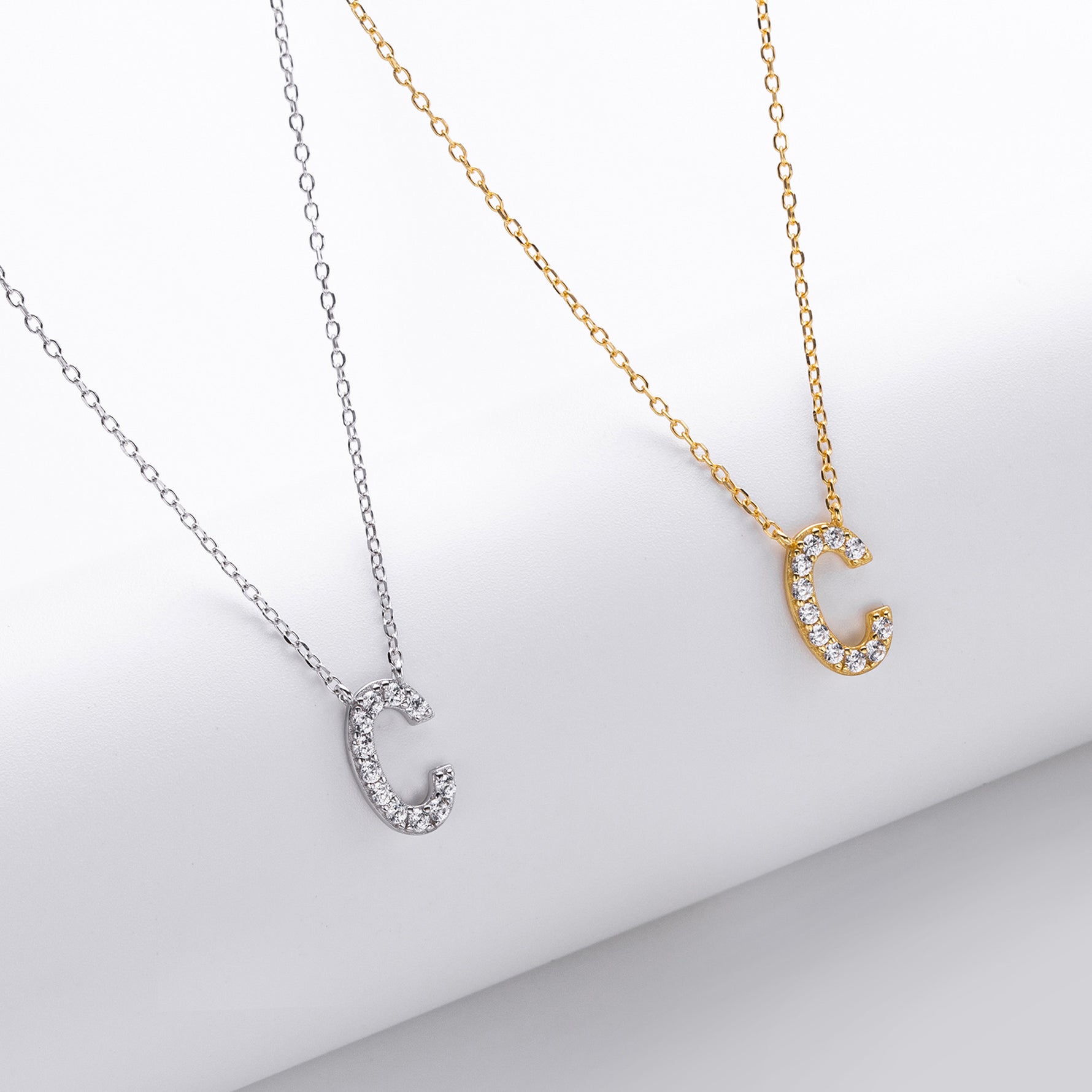 S925 Sterling Silver Simple Zircon Necklace with English Letters