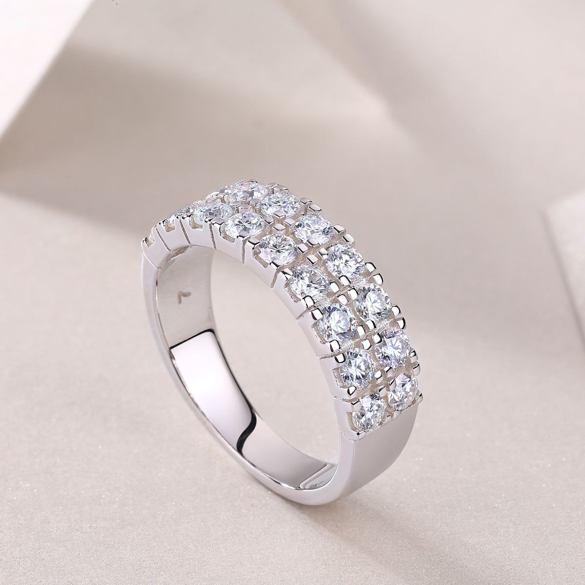 S925 Sterling Silver Moissanite Multi-Layer Ring