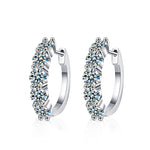 925 Sterling Silver Round Earrings Full of Diamonds and Moissanite