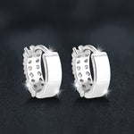 S925 Sterling Silver Earrings Set with Double Rows of Moissanite