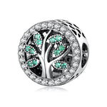S925 Sterling Silver Tree of Life Hollow Green Zircon Pendant