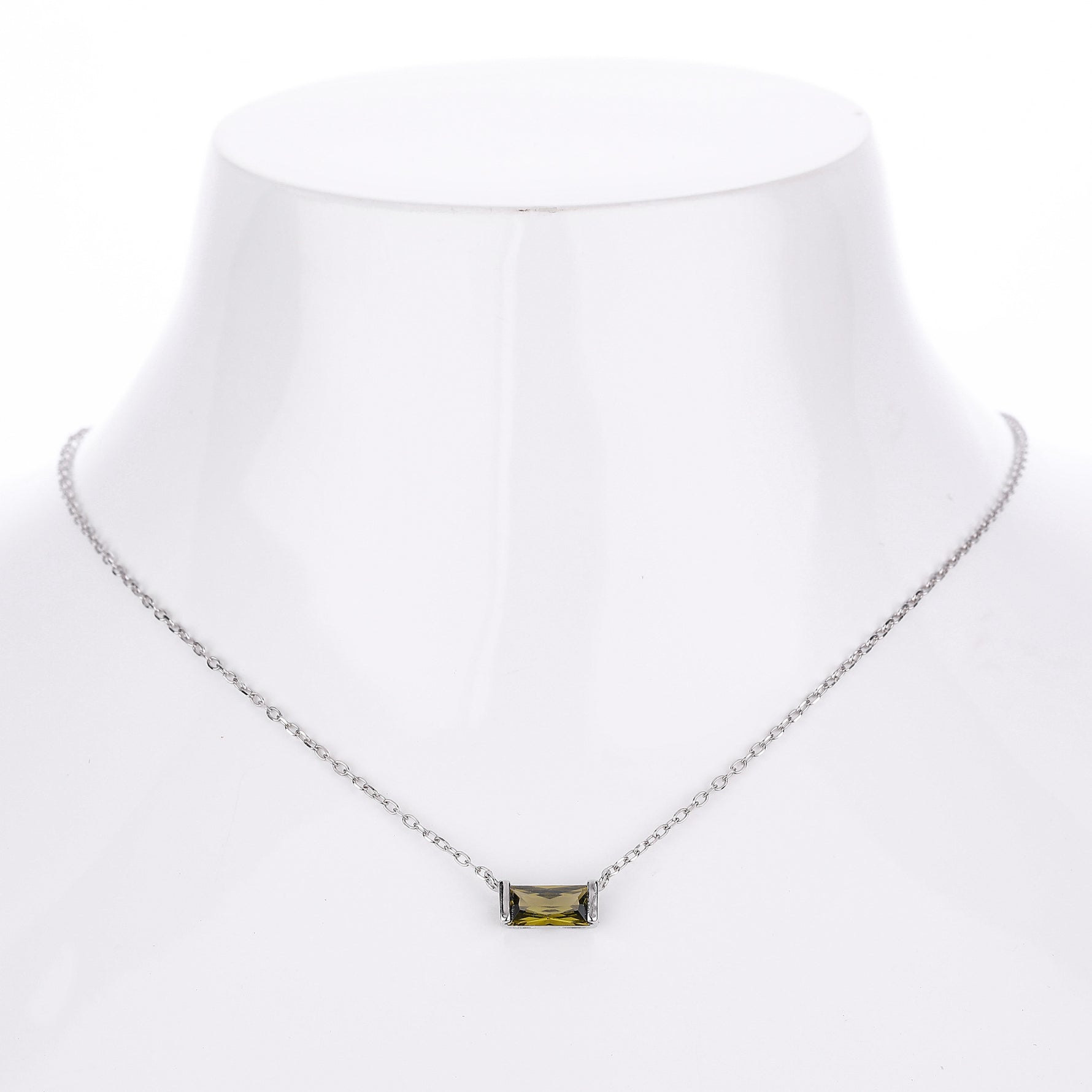 Rectangular colored zircon s925 sterling silver December birthstone collar necklace