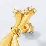 S925 Sterling Silver Gold Plated Mini Dress Zircon Earrings