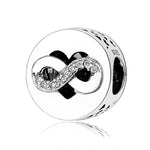 S925 Sterling Silver Hollow Heart Interlocking Zircon Bead Pendant
