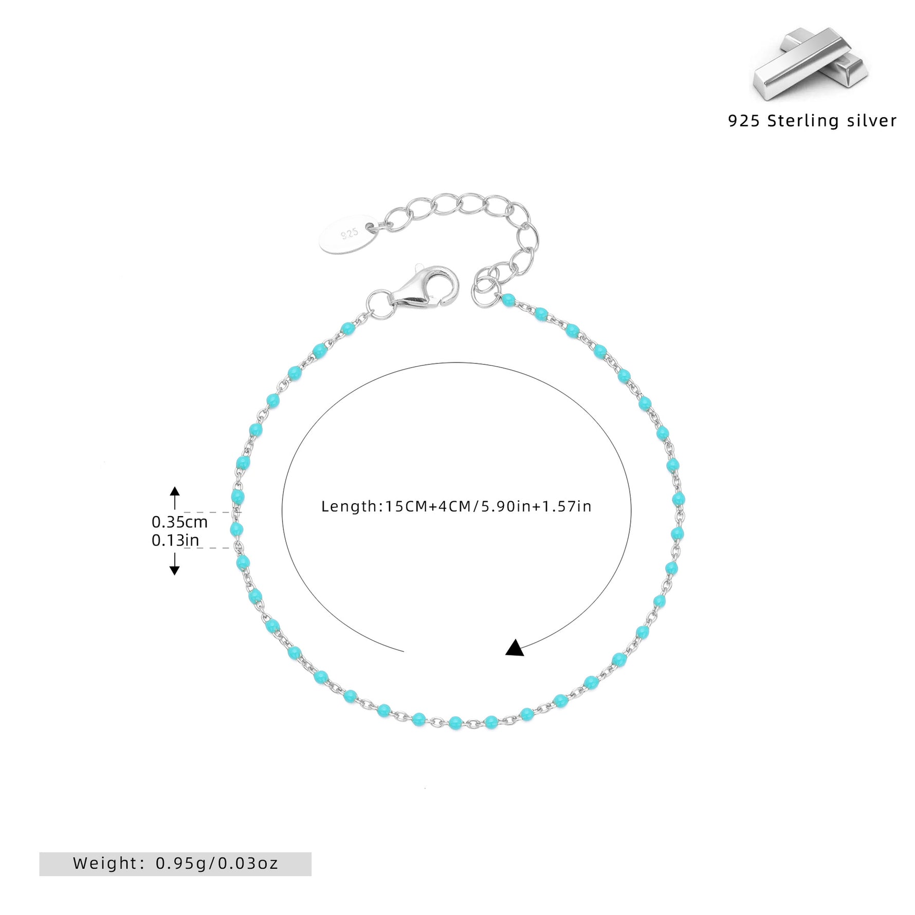 S925 Sterling Silver Bracelet with Colorful Enamel Detail