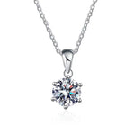 S925 Sterling Silver Moissanite Six Claw Pendant Necklace
