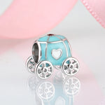 S925 Sterling Silver Blue Pumpkin Carriage Bead Pendant