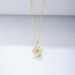 S925 Sterling Silver Glossy Gold-Plated Zircon Pendant Necklace