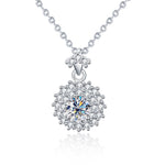S925 Sterling Silver Moissanite Sun Moon Pendant Necklace