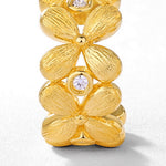 S925 Sterling Silver Gold Plated Vintage Court Style Flower Zircon Earrings