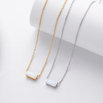 Rectangular colored zircon s925 sterling silver December birthstone collar necklace
