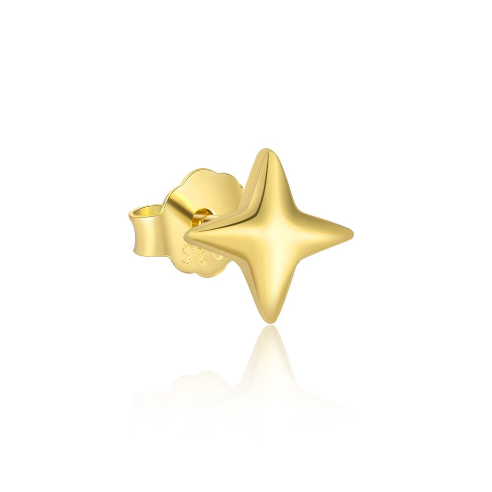 S925 Sterling Silver Star Stud Earrings with Zirconia(A pair)