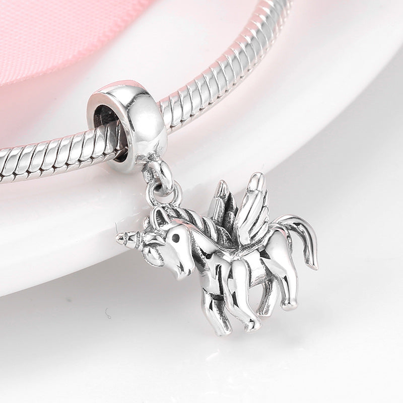 S925 Sterling Silver Pegasus Unicorn Pendant