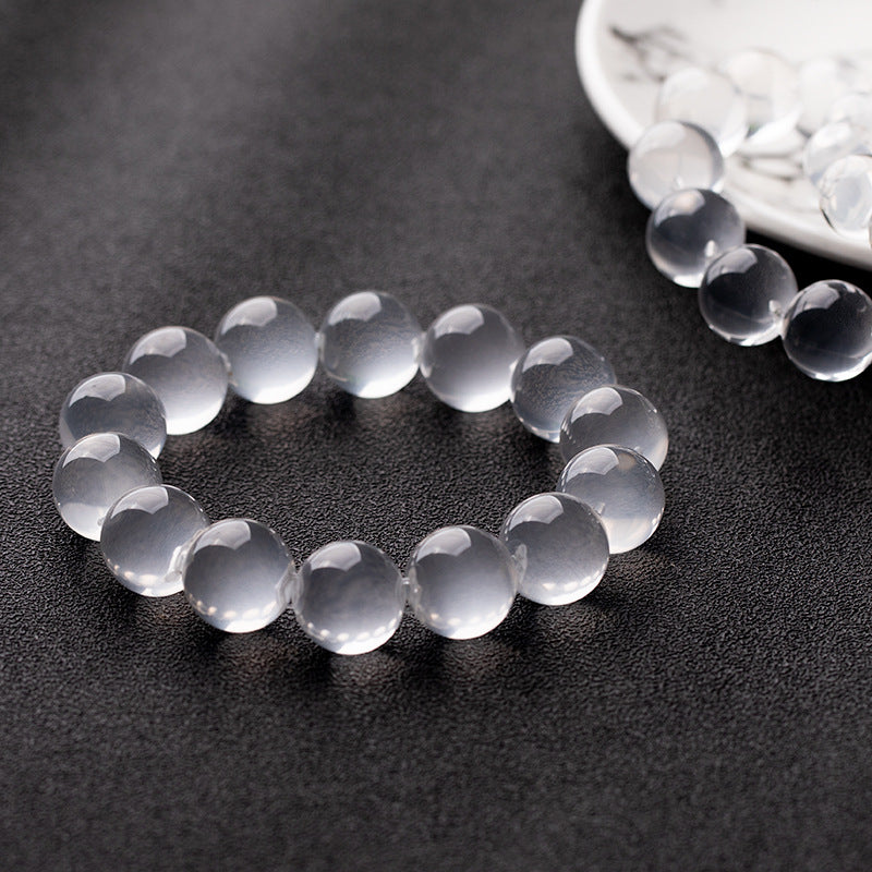 Natural Grade Clear Ice-Texture White Crystal Bracelet