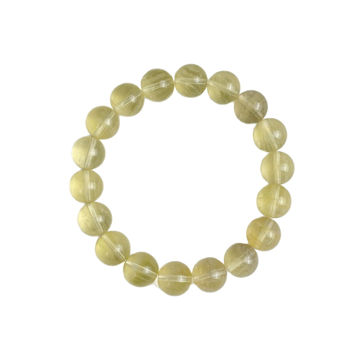 Natural Yellow Fluorite Bead Bracelet with Visible Internal Fibers