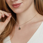 S925 Sterling Silver Inlay Natural Green Agate Pendant Necklace