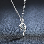 S925 Sterling Silver Moissanite Simple Four-Claw Twisted Pendant Necklace