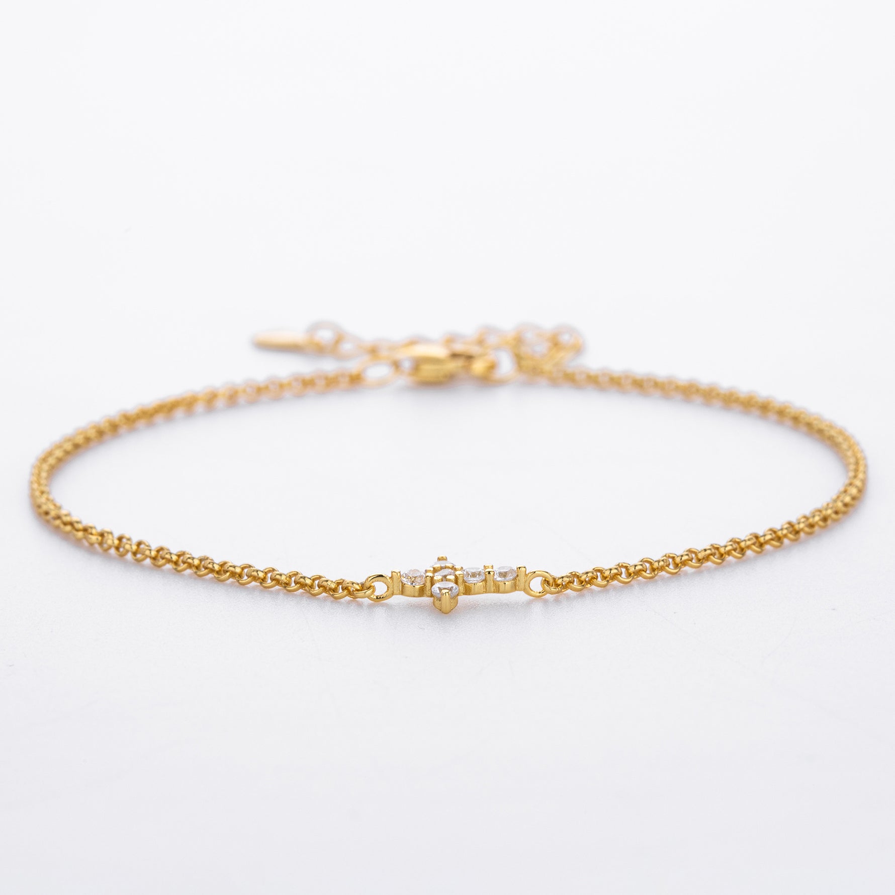 S925 Sterling Silver Cross Bracelet with Zirconia