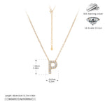 S925 Sterling Silver Simple Zircon Necklace with English Letters