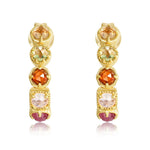 S925 Sterling Silver Gold-Plated Earrings Set with Blue Moonstone