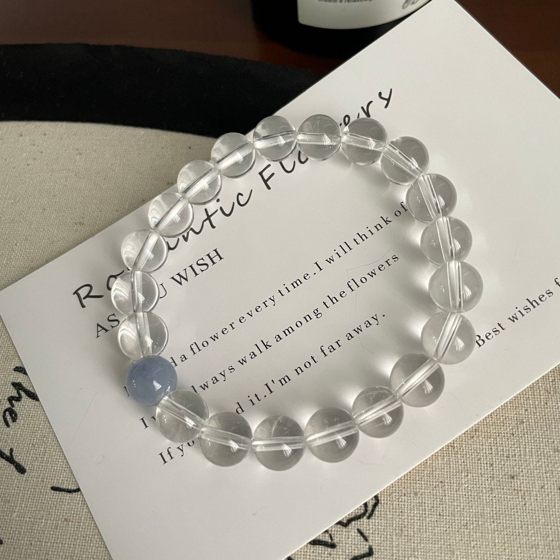 Natural white crystal spell aquamarine bracelet