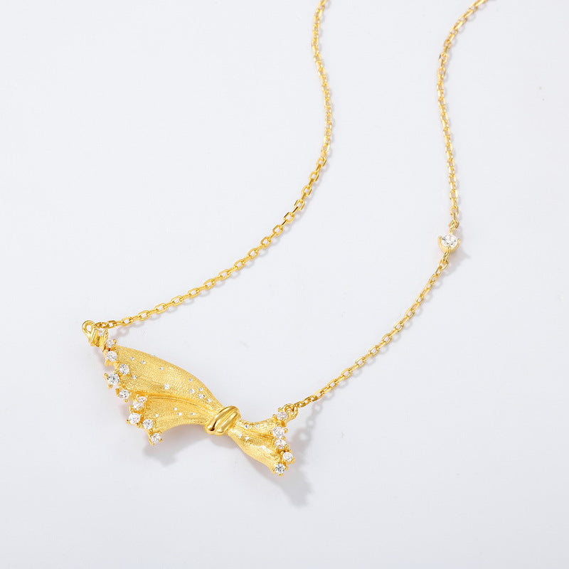 S925 Sterling Silver Gold Plated Dress Pendant Necklace