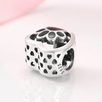 S925 Sterling Silver Heart Paw Print Bead Pendant