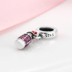 S925 Sterling Silver Lipstick Pendant Inlaid with Purple Zircon Pendant