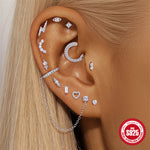 S925 Sterling Silver Moissanite Ear Stud(Single unit)