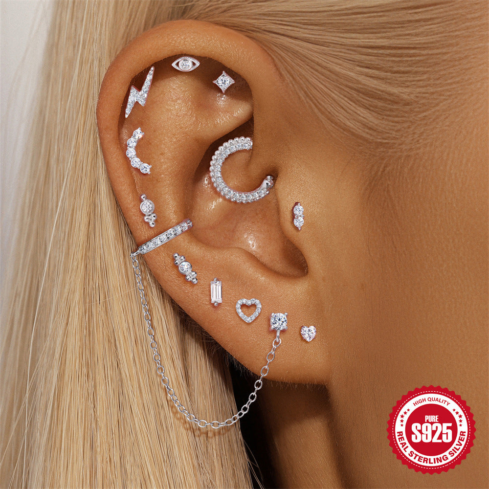 S925 Sterling Silver Moissanite Ear Stud(Single unit)