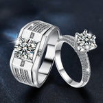 S925 Sterling Silver "Heartbeat" Moissanite Couple Ring