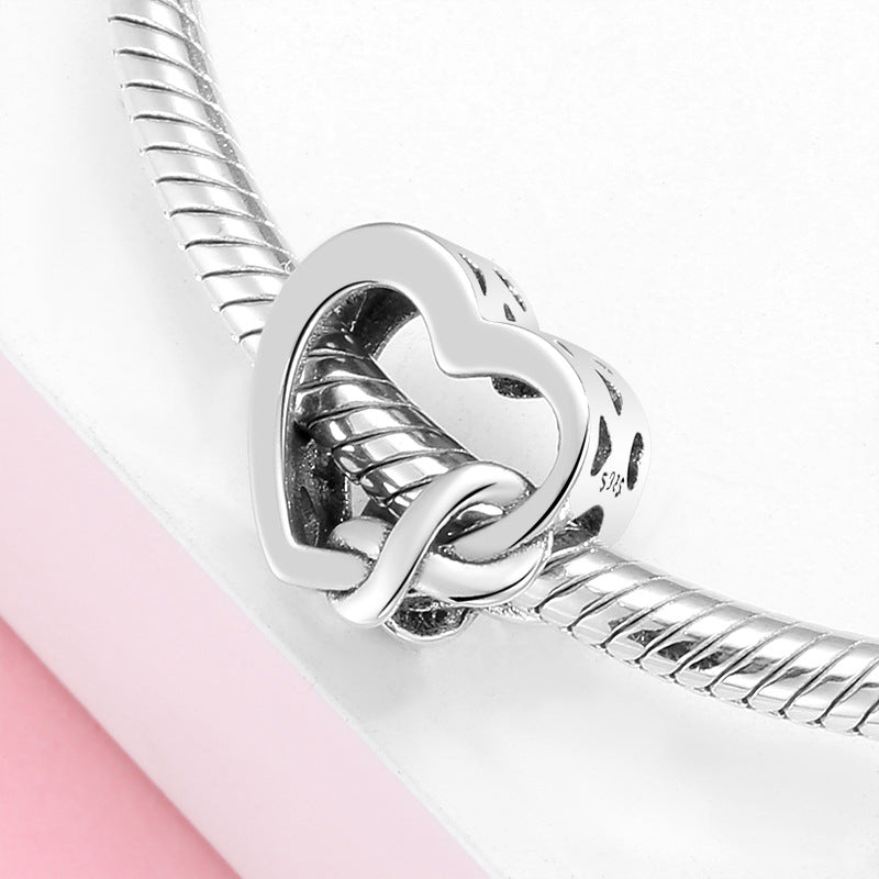 S925 Sterling Silver Loving Heart Infinite Knot Beaded Pendant