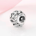 S925 Sterling Silver Hollow Scrollwork Beaded Pendant