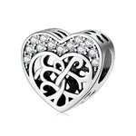 S925 Sterling Silver Hollow Heart Zircon Inlaid Bead Pendant