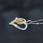 S925 Sterling Silver Moissanite Sunflower Heart-Shaped Gold Pendant Necklace