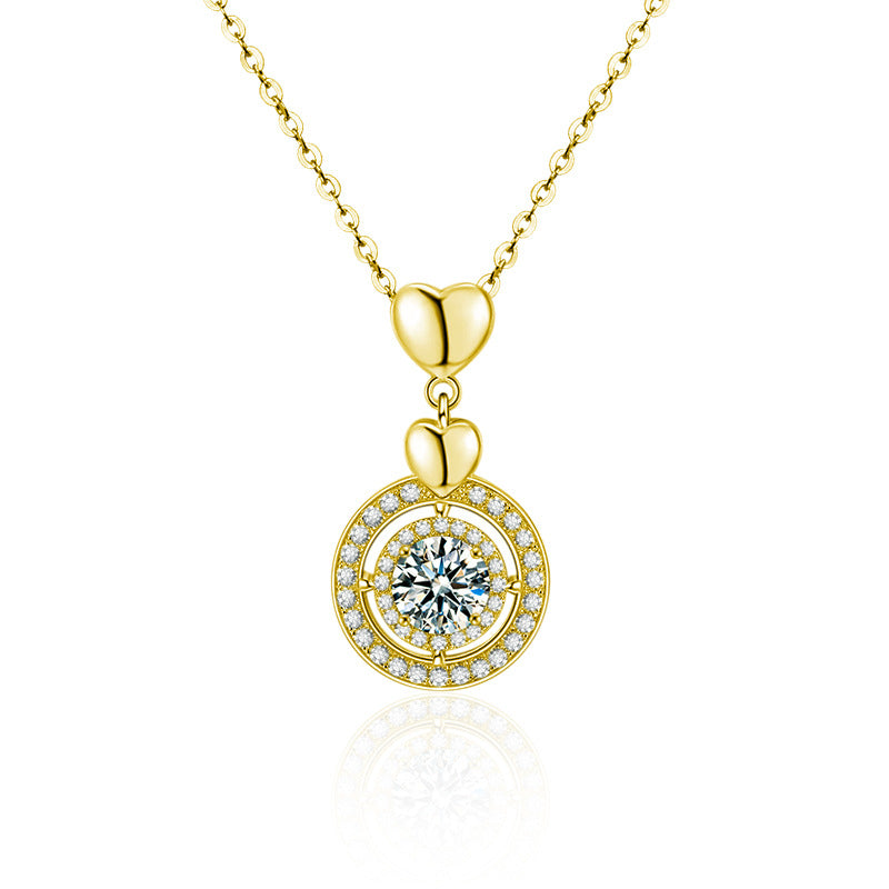 S925 Sterling Silver Moissanite Loving Heart Pendant Necklace