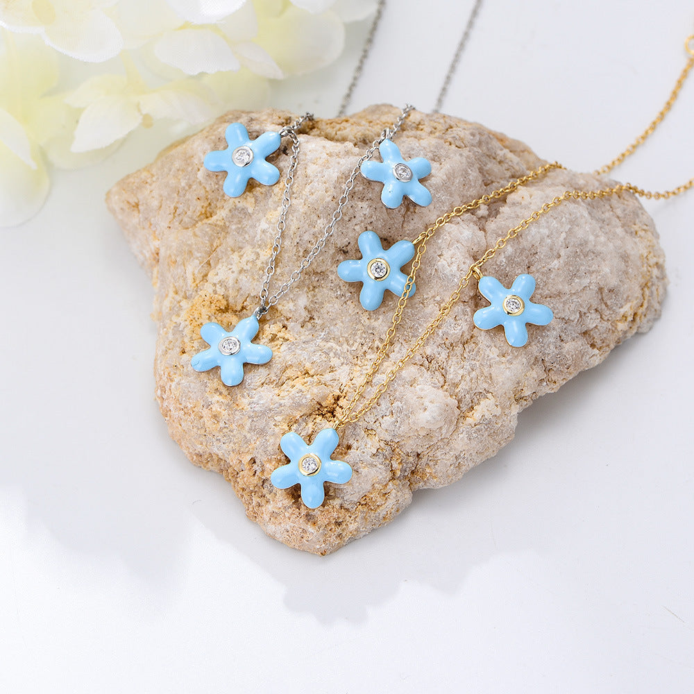 S925 Sterling Silver Zircon Inlaid Starfish Anklet