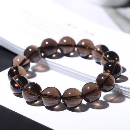 Natural Smoky Quartz Single-Strand Solid-Color Bracelet