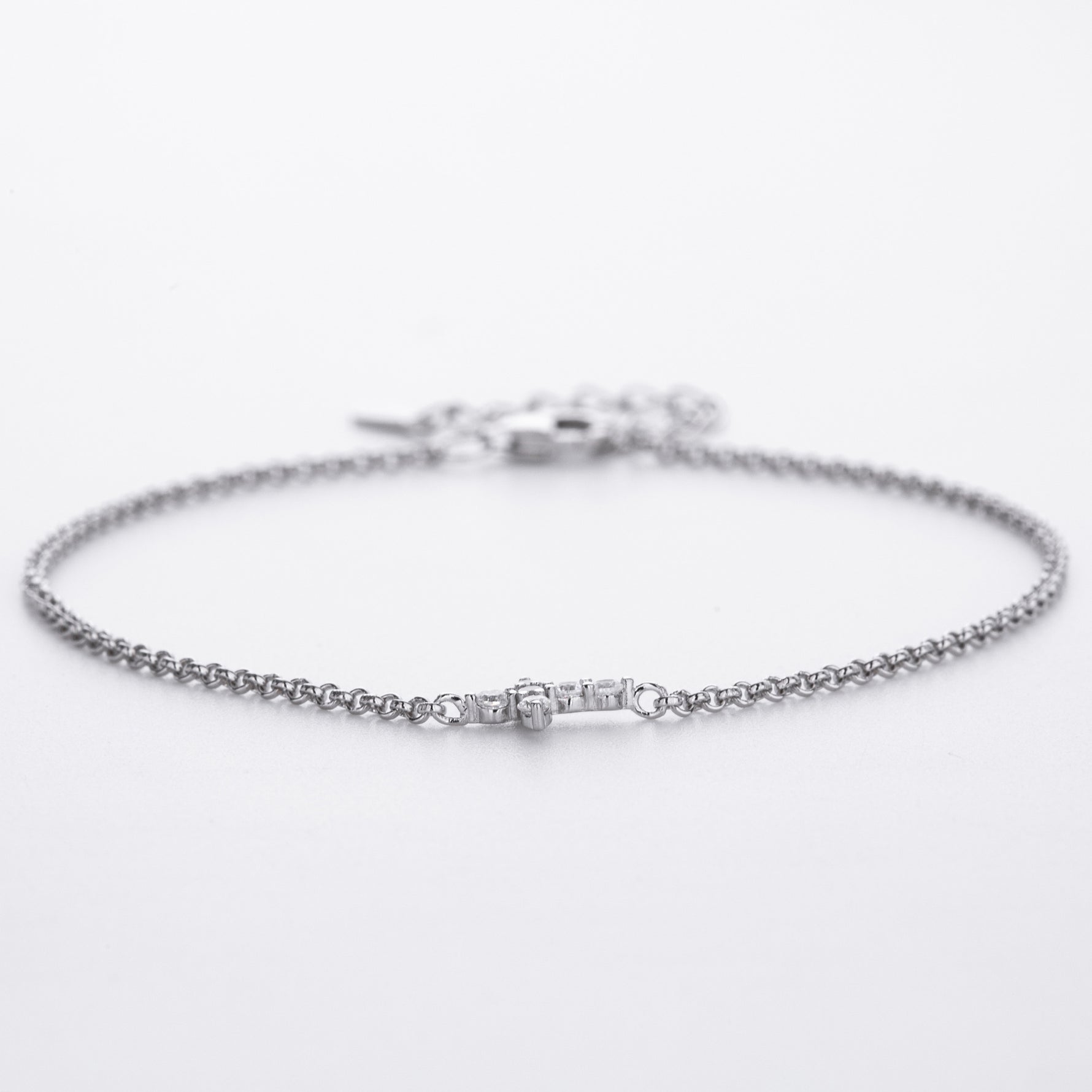 S925 Sterling Silver Cross Bracelet with Zirconia