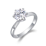 S925 Sterling Silver Six-Prong Moissanite Solid Band Ring