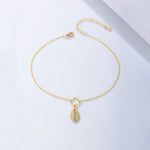 S925 Sterling Silver Simple Graceful Geometric Shell-Shaped Zircon Anklet