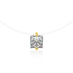 S925 Sterling Silver Moissanite Square Pendant Mermaid Necklace
