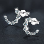 Moissanite & S925 Sterling Silver Full-Pavé C-Shaped Stud Earrings