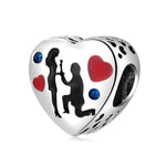 S925 Sterling Silver Loving Heart Shape Hollow Couple Silhouette Zircon Pendant