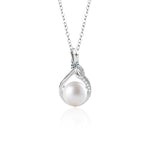 S925 Sterling Silver Moissanite Streamer Pearl Pendant Necklace